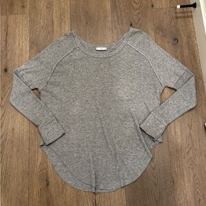 TNA long sleeve grey waffle knit shirt